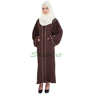 Islamic dress - Front open abaya in Coffee color